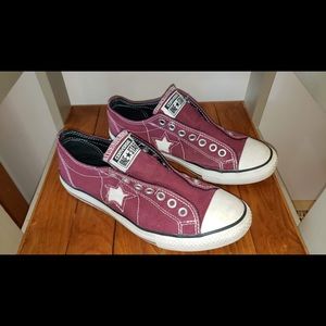Maroon Converse shoes